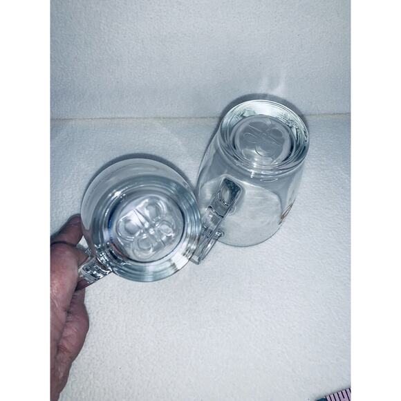 2 Baileys Irish Cream Whiskey Clear Glass Coffee Mugs Gold Accent Logo - Picture 9 of 11